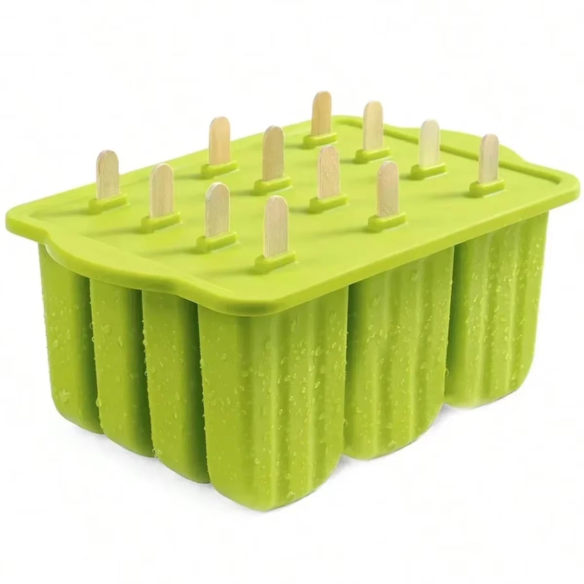 New Popsicle Molds Silicone 12 Pieces Popsicle Trays for Freezer Homemade Ice Cream Popsicle Molds with 50Pcs Popsicle Sticks