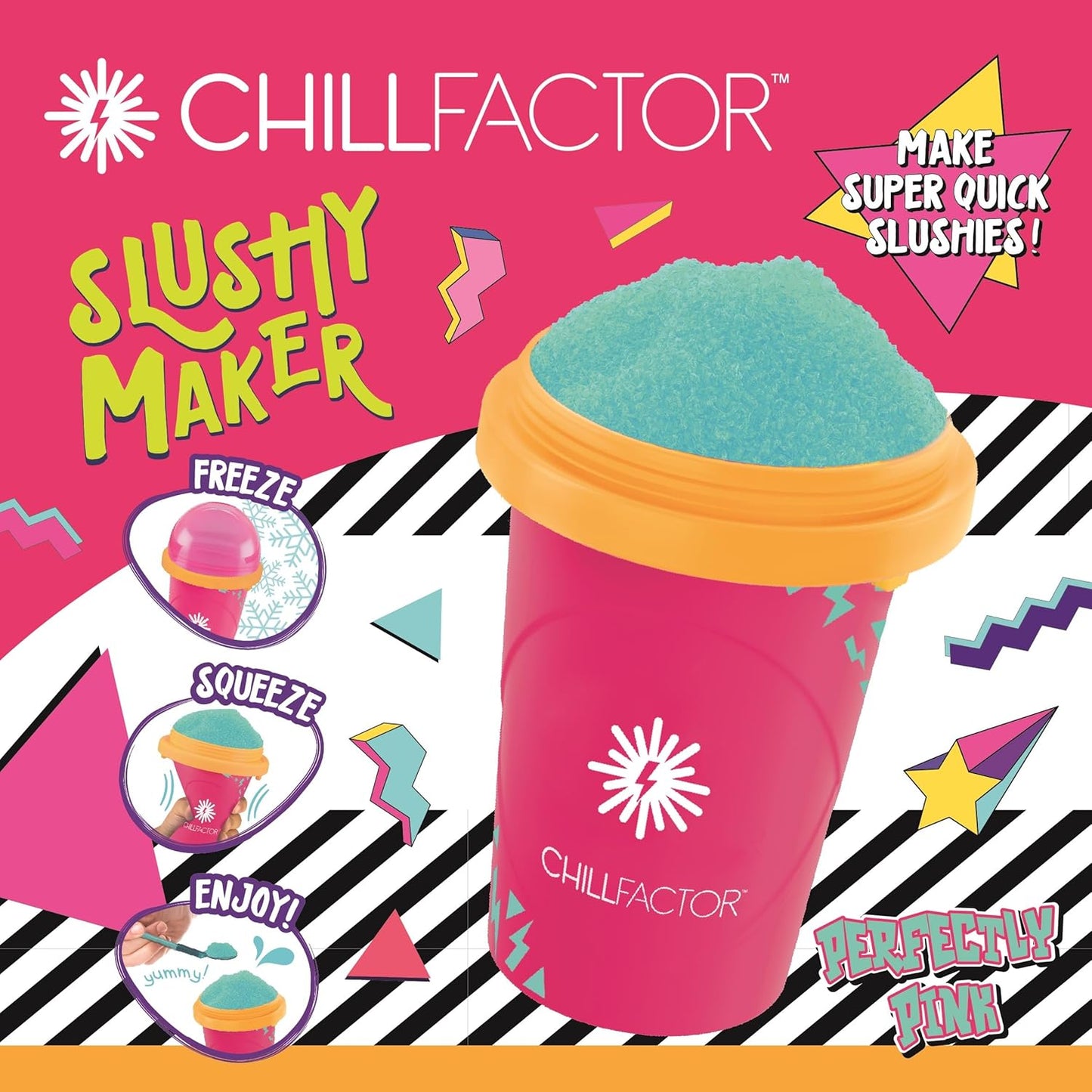 Color Shock Slushy Maker Perfectly Pink - Reusable Slushy Maker Cup, Homemade Slushies, Squeeze Cup Slushy Maker Kitchen Toy