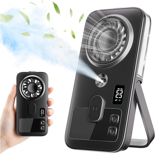 Hand Fan with Water Spray, Portable Handheld Fans Rechargeable with 4 Speeds, USB Personal Mini Misting Fan, LED Display, Small Pocket Desk Fans for Home Office Travel Outdoor