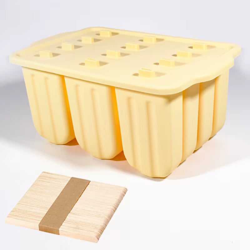 New Popsicle Molds Silicone 12 Pieces Popsicle Trays for Freezer Homemade Ice Cream Popsicle Molds with 50Pcs Popsicle Sticks
