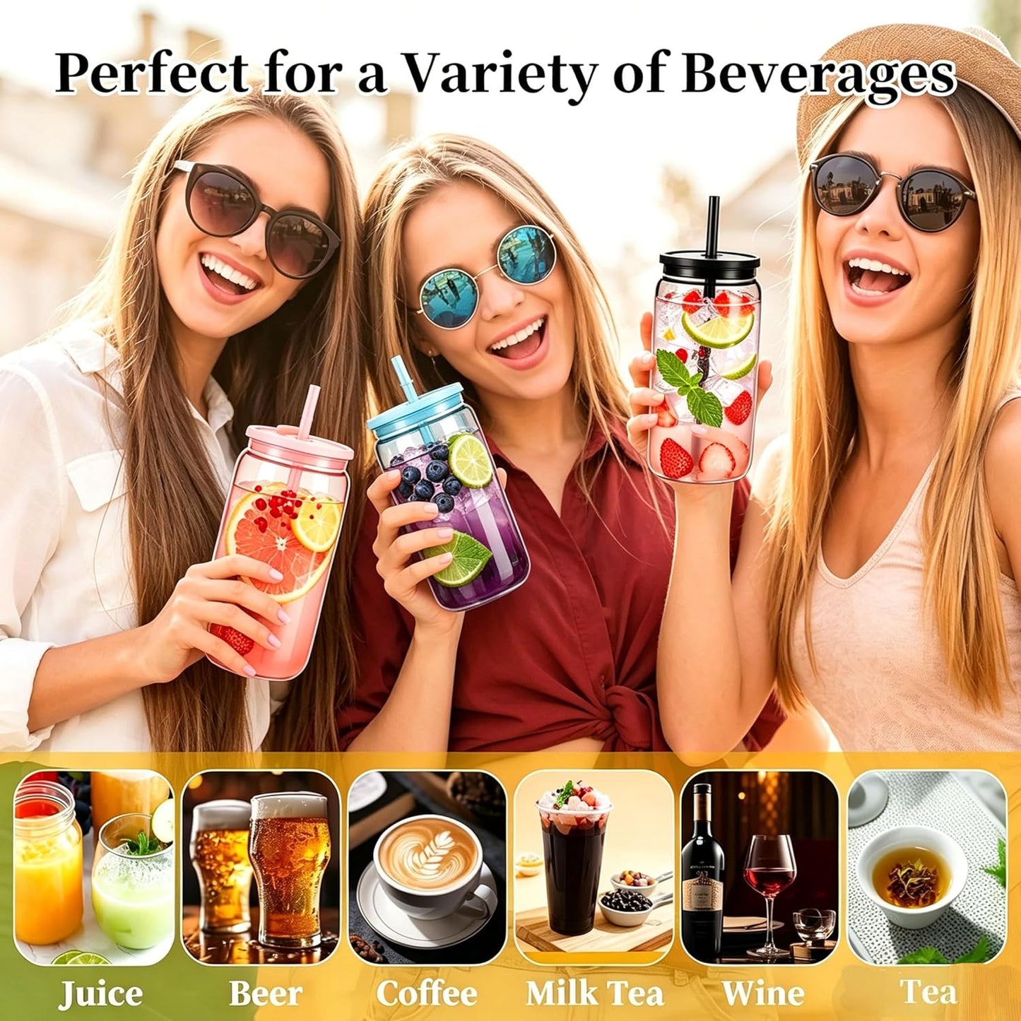 Plastic Cups with Lids and Straws - 6Pcs 16Oz Reusable Iced Coffee Cup BPA Free Cold Drinking Tumblers Slushie Cup Smoothie Slushy Drinking Cup Party Cups for Hot/ Cold Drinks, Cola, Juice, Soda