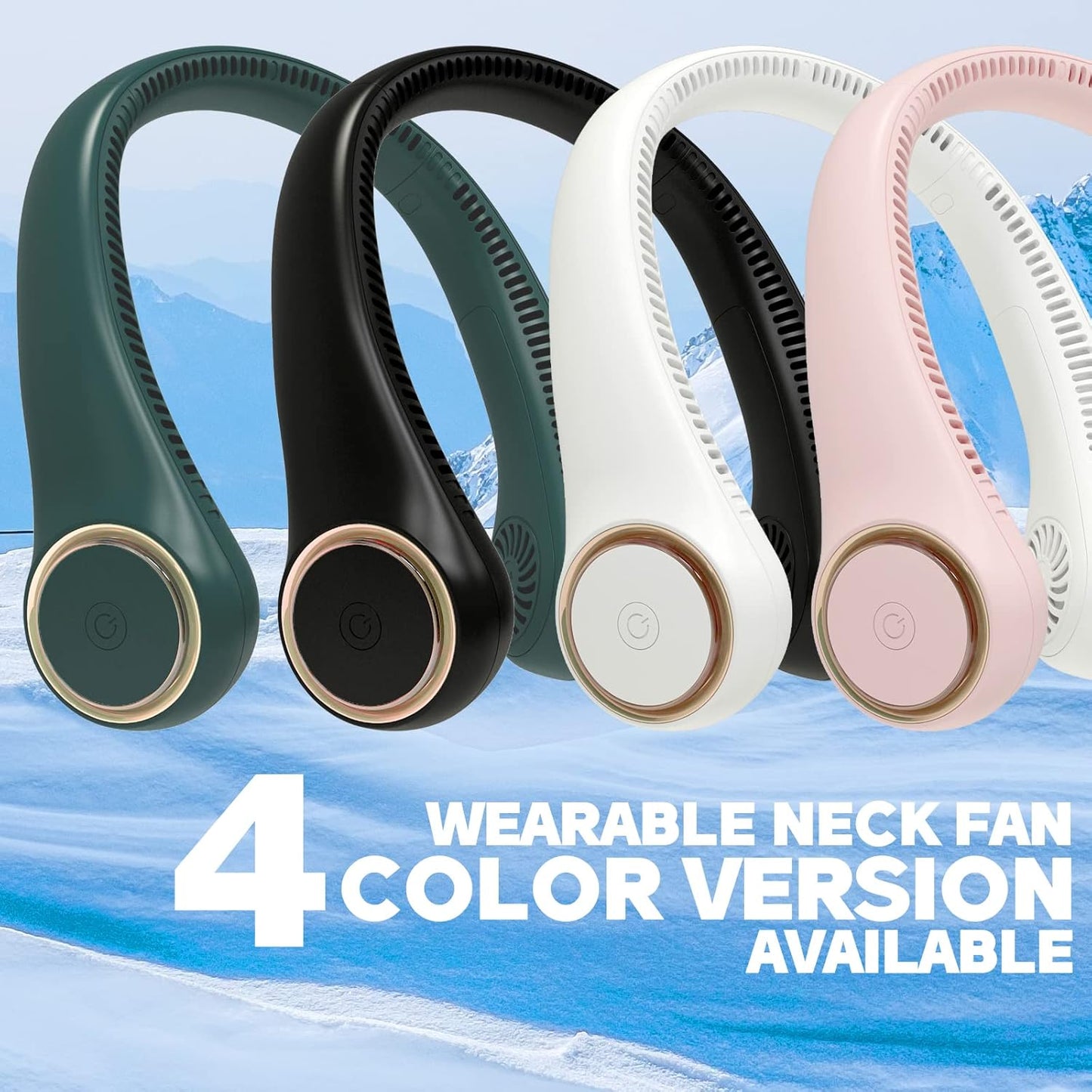 Bladeless Neck Fan, Portable Neck Fan, Cooling Hanging Neck Fan, 4000Mah Mini Cooling Fan, Personal Neck Fans Rechargeable with 3 Speeds LED Light for Women Man Home Office Travel Outdoor