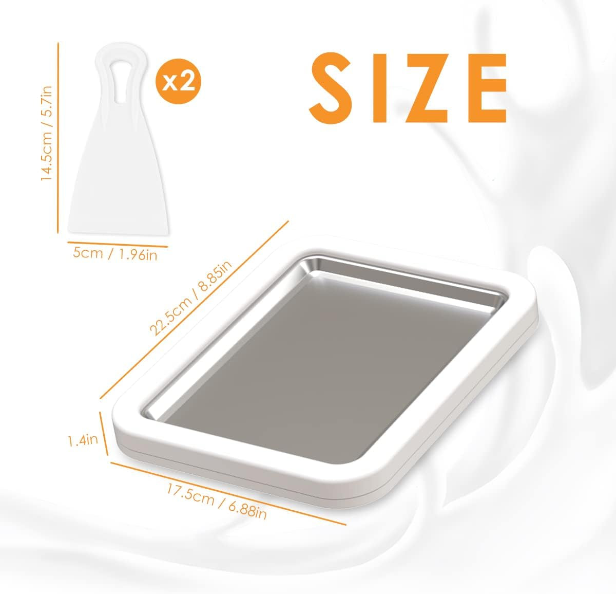 Ice Cream Roller Maker Pan, White, Includes 2 Spatulas, Manual Operation for Rolled Ice Cream, Sorbet, Frozen Yogurt, Gelato