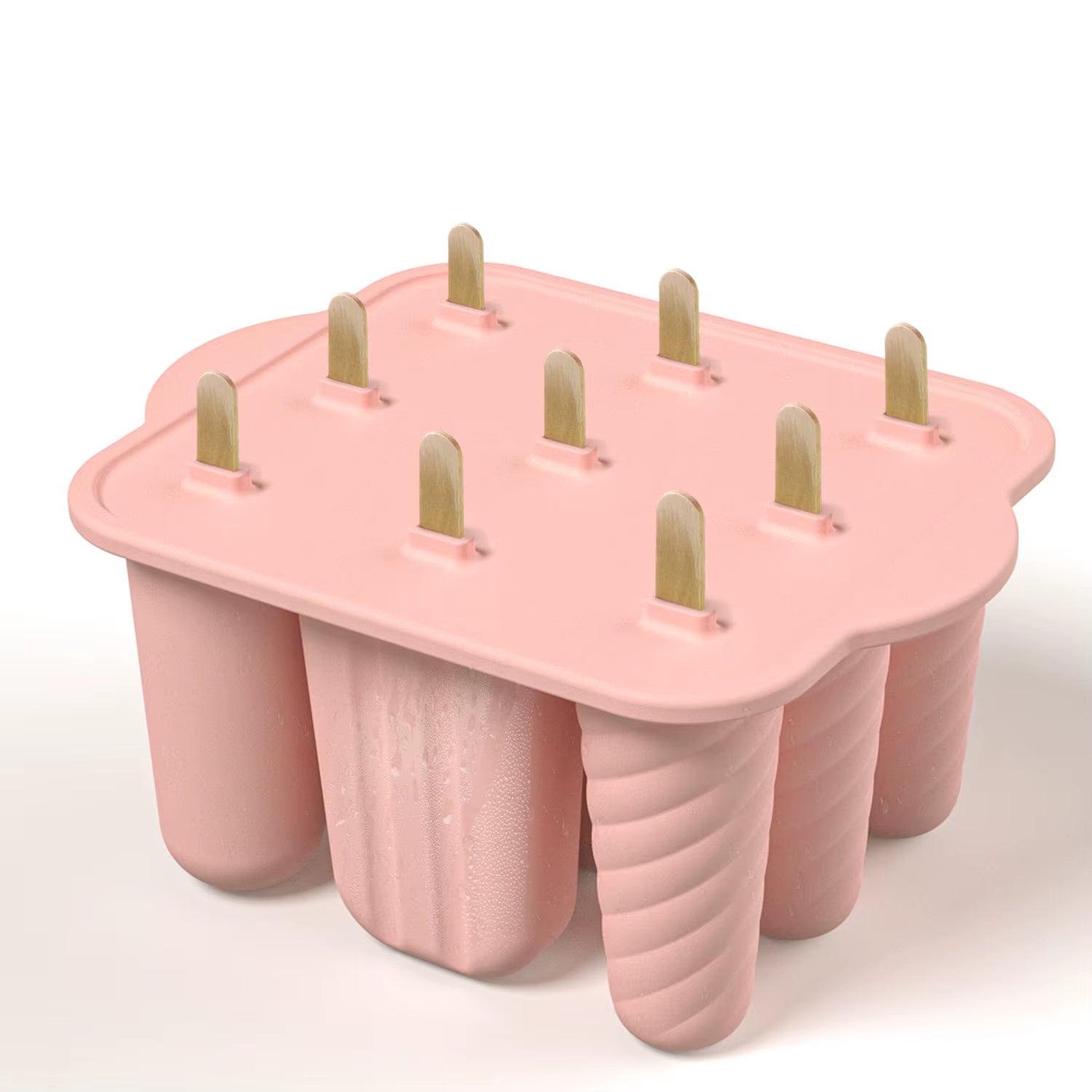 New Popsicle Molds Silicone 12 Pieces Popsicle Trays for Freezer Homemade Ice Cream Popsicle Molds with 50Pcs Popsicle Sticks