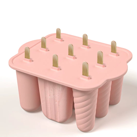 New Popsicle Molds Silicone 12 Pieces Popsicle Trays for Freezer Homemade Ice Cream Popsicle Molds with 50Pcs Popsicle Sticks