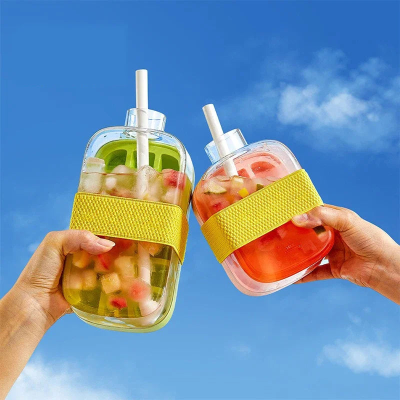 Pressure Type Ice Cube Tray with Lid NO TOUCH Silicone Ice Making Tray with Straw Summer Quick Ice Making Mold for Refrigerator