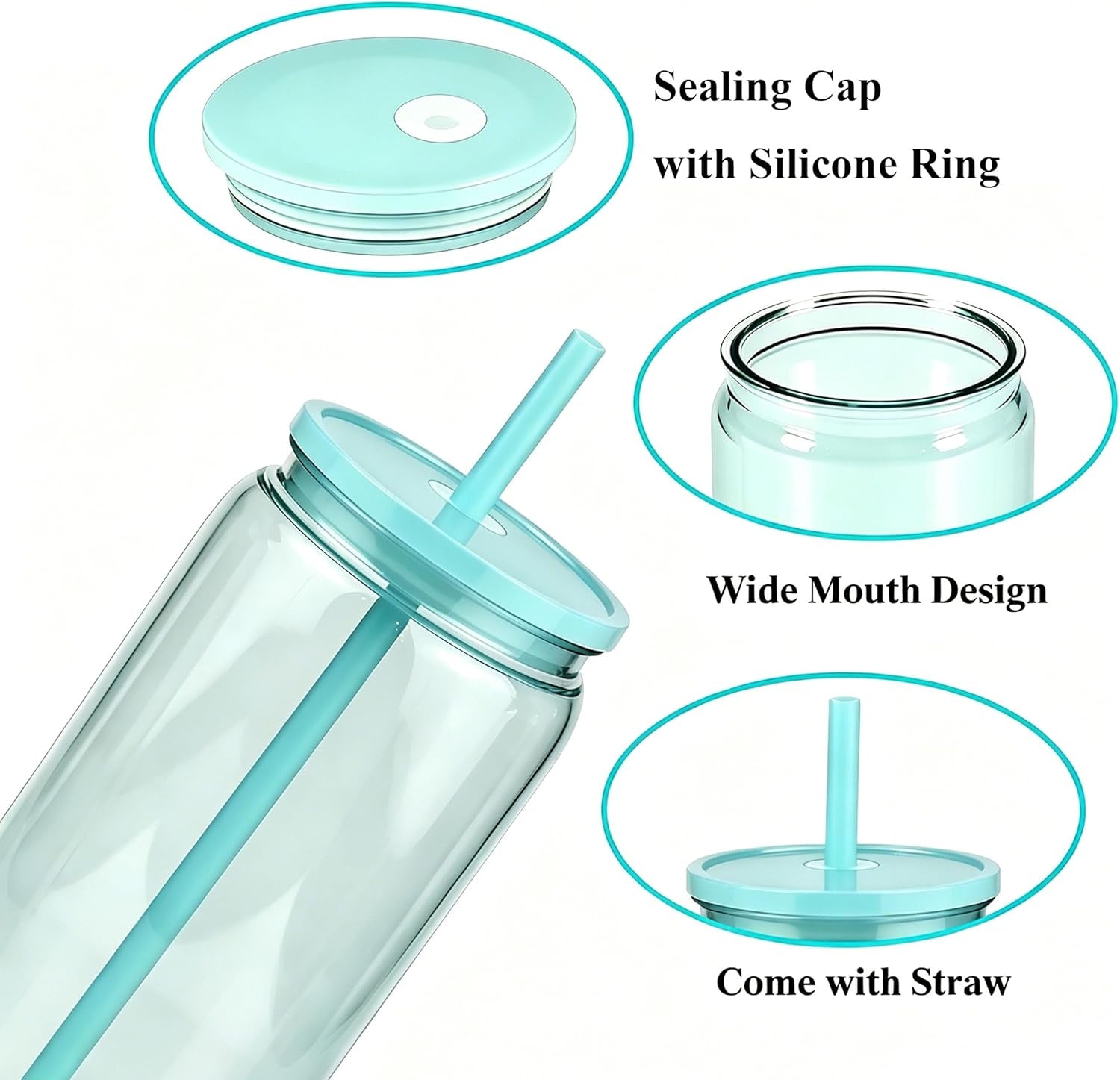 Plastic Cups with Lids and Straws - 6Pcs 16Oz Reusable Iced Coffee Cup BPA Free Cold Drinking Tumblers Slushie Cup Smoothie Slushy Drinking Cup Party Cups for Hot/ Cold Drinks, Cola, Juice, Soda