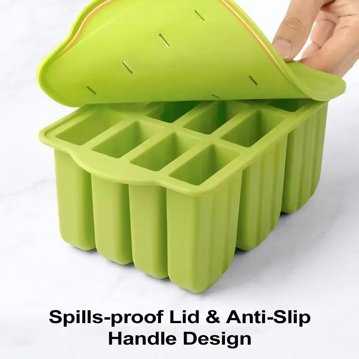 New Popsicle Molds Silicone 12 Pieces Popsicle Trays for Freezer Homemade Ice Cream Popsicle Molds with 50Pcs Popsicle Sticks