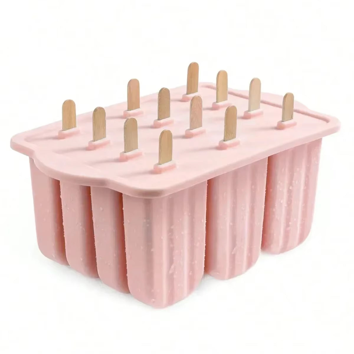 New Popsicle Molds Silicone 12 Pieces Popsicle Trays for Freezer Homemade Ice Cream Popsicle Molds with 50Pcs Popsicle Sticks