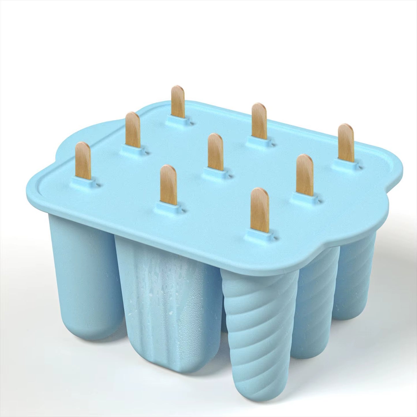 New Popsicle Molds Silicone 12 Pieces Popsicle Trays for Freezer Homemade Ice Cream Popsicle Molds with 50Pcs Popsicle Sticks