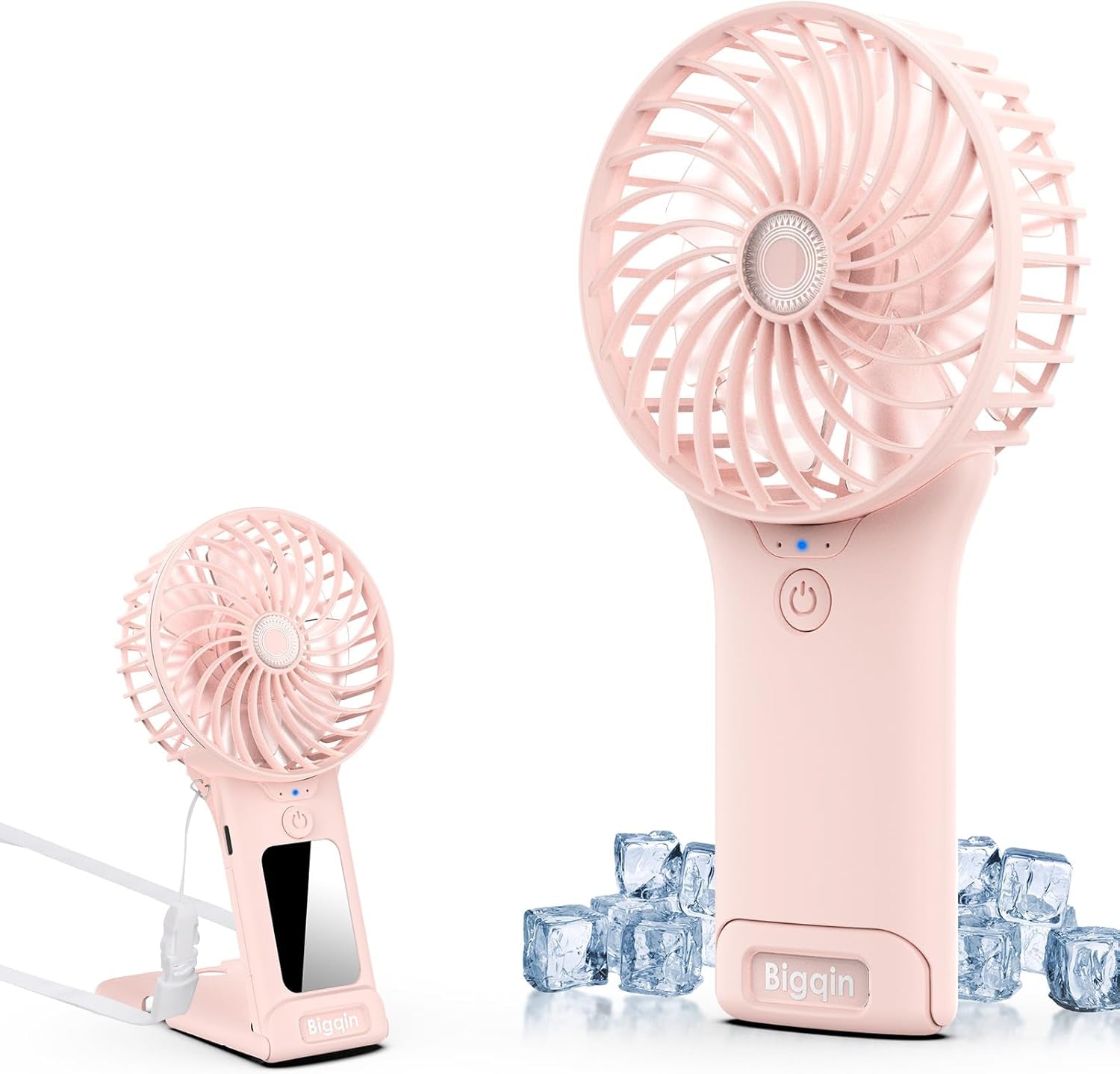 Mini Portable Fan, USB Rechargeable F an with Mirror and Lanyard, 4 Speed Silent Battery Operated Hand Held Fa N, Powerful Mini F a N for Home,Office,Travel and Outdoors