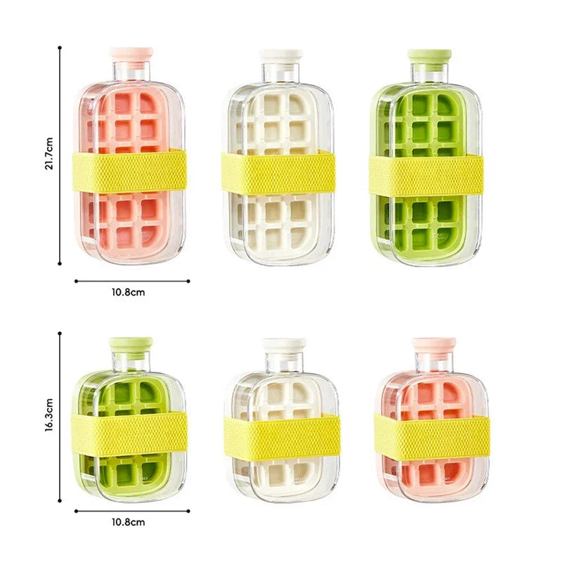 Pressure Type Ice Cube Tray with Lid NO TOUCH Silicone Ice Making Tray with Straw Summer Quick Ice Making Mold for Refrigerator